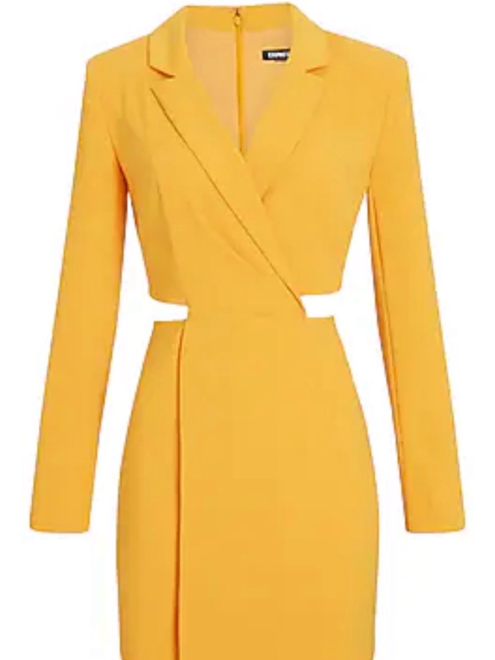 Express Yellow Long-Sleeve Cutout Blazer Dress